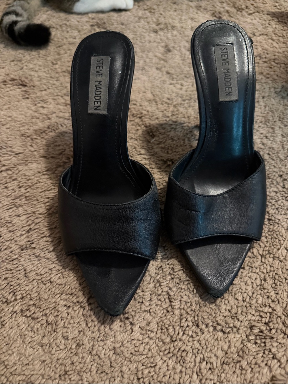 Steve Madden Black Pointed Toe Slip-On Heels
